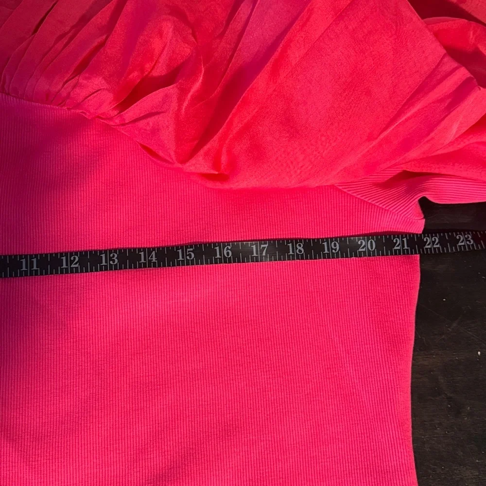 Anthropologie Pink Off Shoulder Ruffle Ribbed Top Size 2X NWT